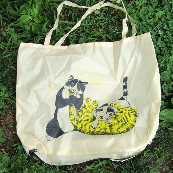 Vintage Umbrella Raining Cats and Dogs Cute Print with Tote 1970s Corgi Collie - Picture 6 of 9
